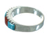 Turquoise And Coral Genuine Sterling Silver Ring Size 7-1/4 AX87592